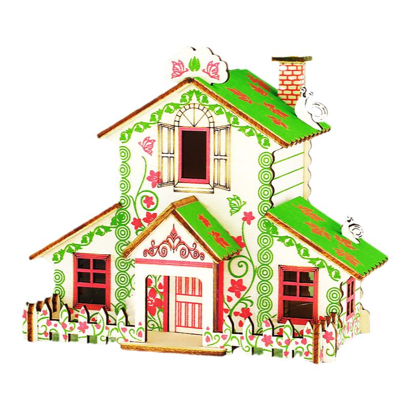 3D木质立体拼图小屋DIY益智玩具