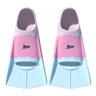 特步脚蹼游泳专用儿童自由泳蝶泳硅胶蛙鞋潜水训练游泳短脚蹼成人