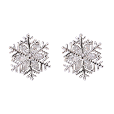 仲夏之晶雪花耳夹式耳机钻扣配饰