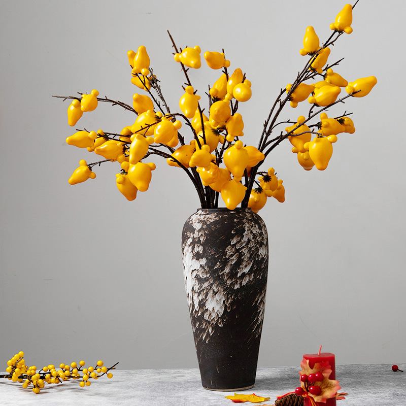 新年春节仿真花年宵花 五袋子柿子石榴 福桶装饰配件乔迁喜庆用品