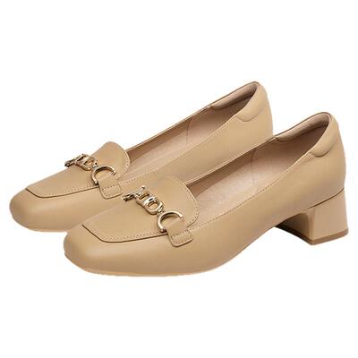 KISSCAT接吻猫[饺子鞋]舒适复古休闲气质小皮鞋通勤粗跟单鞋女