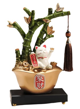 节节高升聚宝盆招财猫新中式摆件