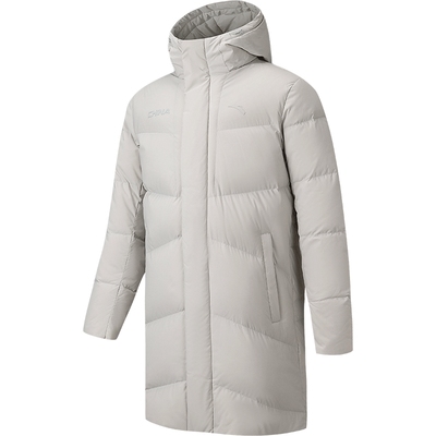 安踏六度芯连帽羽绒服中长款拉链棉服男女冬季保暖防风鸭绒外套