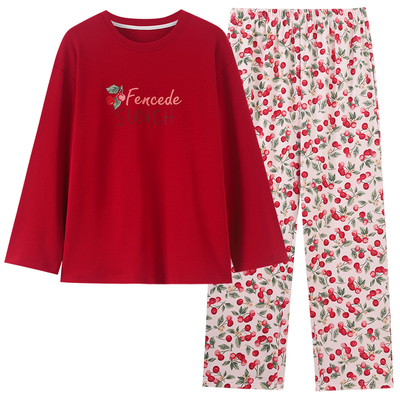 【好运红红】睡衣女士纯棉长袖