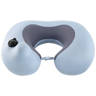 按压充气u型枕旅行便携护颈脖枕飞机坐车睡觉头枕午睡u形颈椎枕头