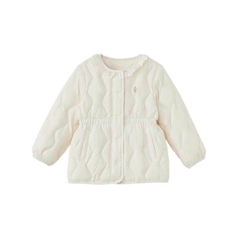英氏儿童羽绒服外套女童女宝中长款纯色秋冬保暖百搭防风新款童装