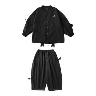 幼悠儿童字母休闲外套2026春秋装新款套装男童休闲九分裤两件套潮