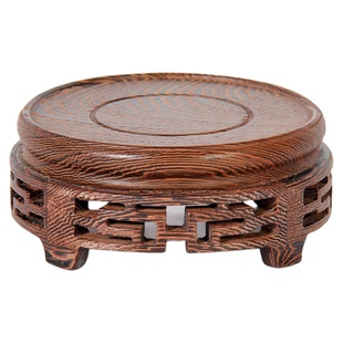 雅轩斋红木奇石底座 实木石头摆件底座 鸡翅木紫砂壶工艺品圆木托