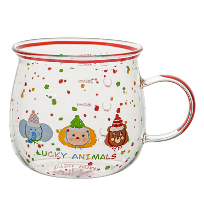 卡通高硼硅玻璃儿童牛奶杯