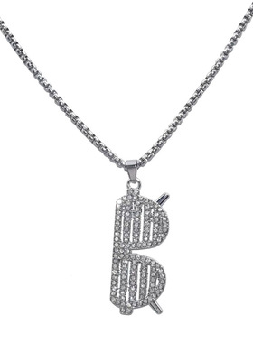 ins新款镶钻眼镜太阳镜吊坠欧美嘻哈个性墨镜项链时尚百搭毛衣链