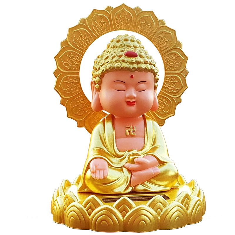 太阳能自动点头如来佛车载摆件