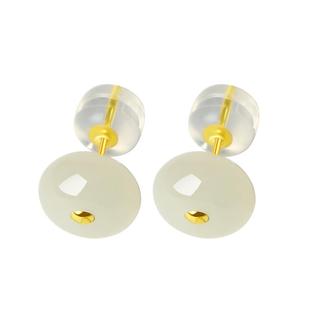 宫里上新18k金耳钉女纯金和田玉金镶玉耳饰耳环生日礼物送妈妈