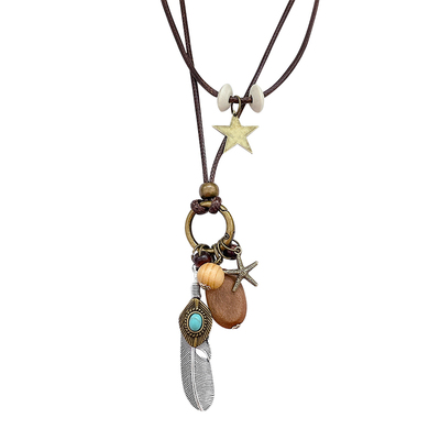 新中式长款陶瓷项链女复古民族风高级感毛衣链配饰波西米亚锁骨链