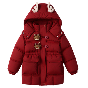 女童红色棉服冬装2026新款女孩本命年棉衣中大童棉袄洋气拜年服