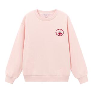 【加绒樱桃印花】笛莎初高中女生卫衣2025冬季新款青少年大童上衣