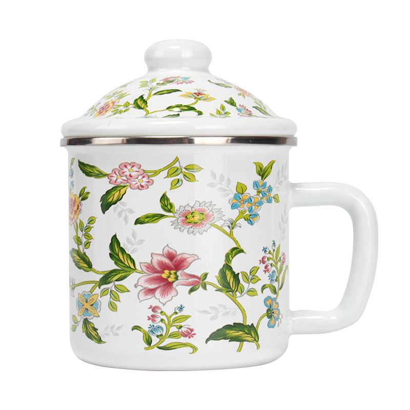 加厚搪瓷珐琅杯芳香复古风大搪瓷茶杯泡面杯加大搪瓷缸凉水缸子