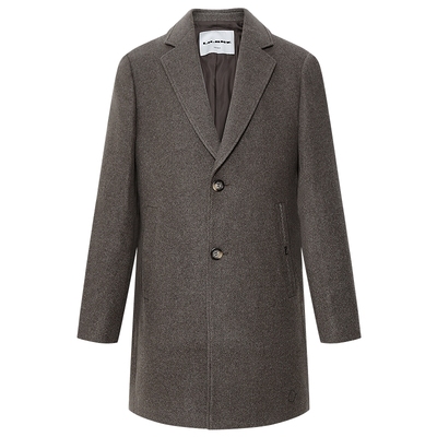 利郎官方含绵羊毛中长款毛呢大衣