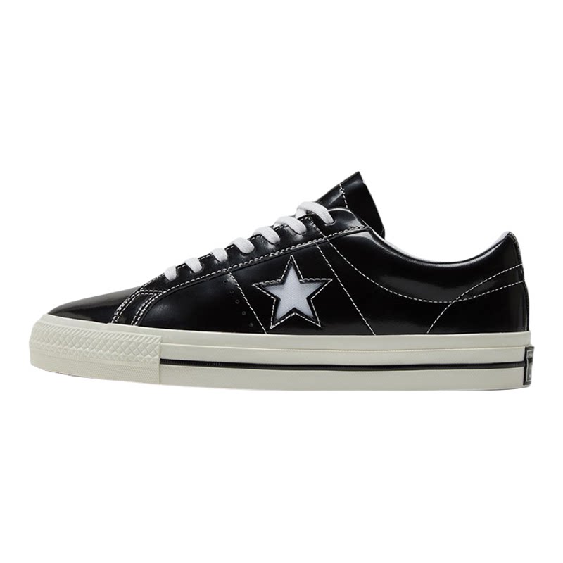 Converse匡威正品潮流男女复古漆皮亮面黑色低帮休闲板鞋171588C