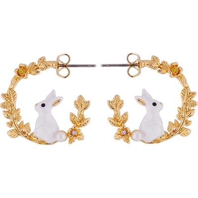 papi 酱同款 Les Nereides魔法奇遇系列可爱小白兔子麦穗耳环耳钉