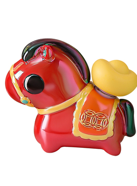 生肖马摆件马年玩偶马上有钱装饰