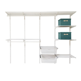 陆居入墙金属风走入式成品衣柜3.1米步入式衣帽间立柱置物衣架