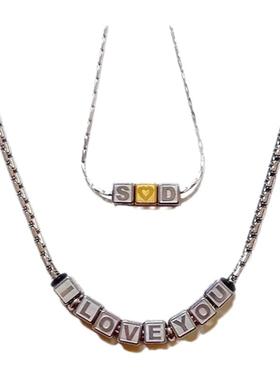 钛钢男女组合励志字母项链