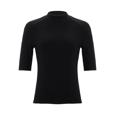 iammix27夏季纯色短袖半高领T恤