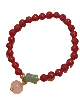 多层平安扣南红玛瑙翡翠手链女