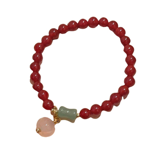 新中式多层平安扣南红玛瑙串珠手链女民族风复古国风叠戴手串手饰