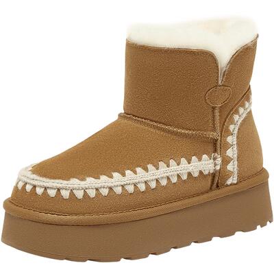 【小暖绒】百思图冬季新款雪地靴女毛毛鞋厚底短靴L5928DD5