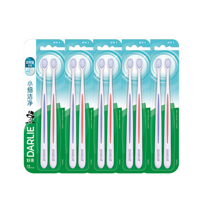 好来小细洁牙刷家庭装软毛成人