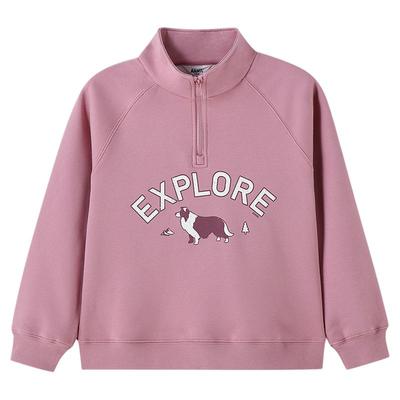 【加绒保暖】安奈儿童装男童女童半开领卫衣2025冬新款宽松厚款