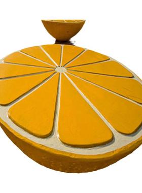 玻璃钢橙子桌椅创意水果柠檬休闲椅子雕塑仿真橘子凳子装饰摆件