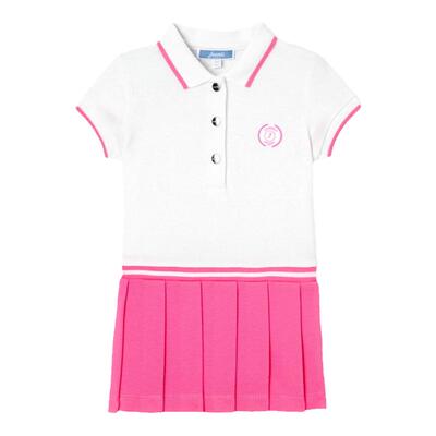 Jacadi亚卡迪女小童纯棉短袖连衣裙夏新品运动拼色长裙2037956