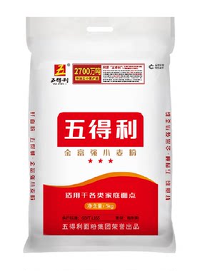 五得利金富强中筋劲道面粉5kg