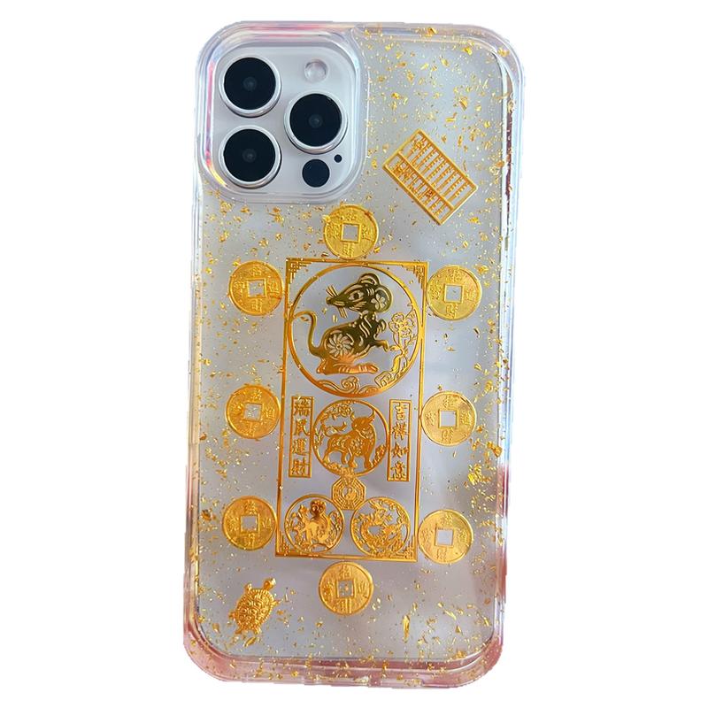 iPhone15金箔三合六合生肖手机壳