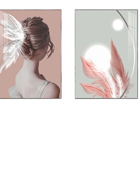 现代简约卧室双联挂画北欧温馨房间背景墙壁画主卧床头墙面装饰画