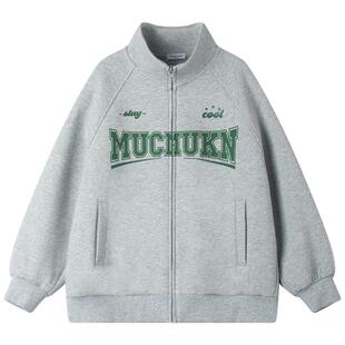 【运动俱乐部】珠地空气层男童美式复古印花卫衣外套春立领开衫