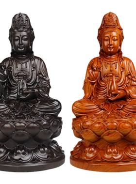 泰山福缘阁梨花木关公莲花观音像