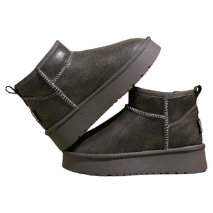 灰色厚底雪地靴女款2025新款冬季鞋子内增高女鞋加绒防水保暖棉鞋