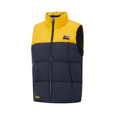 李宁男大童保暖拼接无袖羽绒马甲