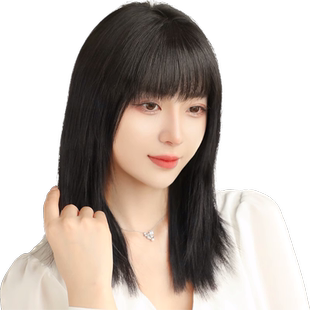 真发齐刘海假发片女自然前额空气刘海假头帘2023新款平刘海补发片