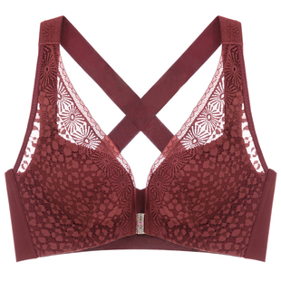 300斤调整型美容院前扣文胸大胸显小D聚拢交叉宽肩带背背佳内衣女