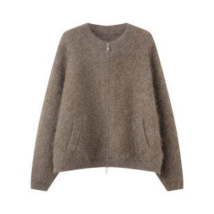 【10/7 20:00新品】兔毛拉毛拉链短款针织开衫女加厚毛衣外套秋冬