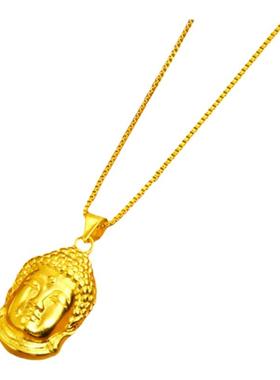 越南沙金项链男女实心佛头镀金