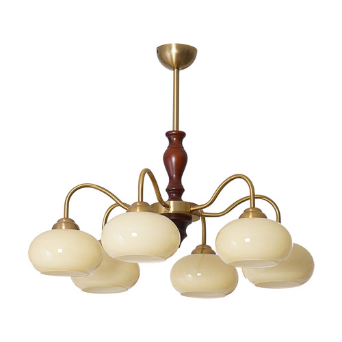 美式复古风餐厅书房卧室柿子吊灯侘寂中古vintage意式实木客厅灯