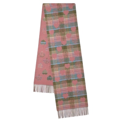 MulberryHeritage格纹爱心围巾