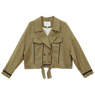 it'real瑞尔秋季新款复古学院风宽松显瘦格纹夹克外套女装