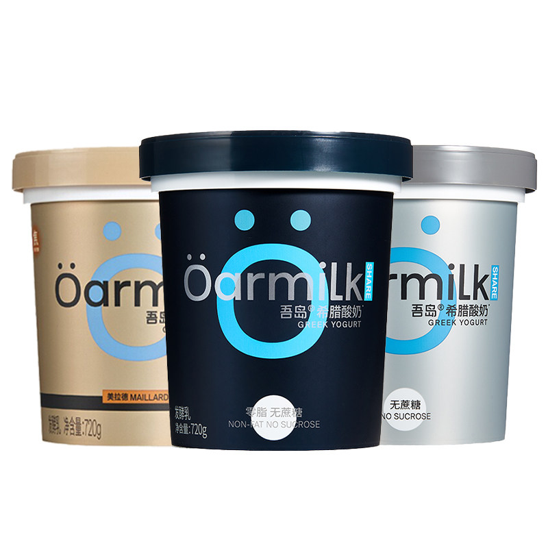 Oarmilk吾岛希腊酸奶720g100g组合桶装无蔗糖0脂肪高蛋白低温酸奶