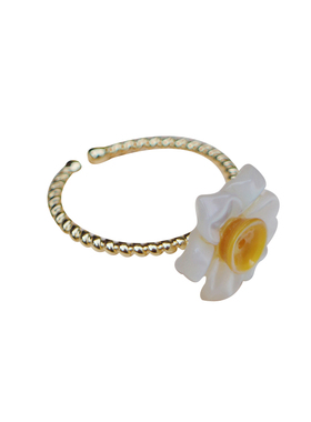 myzoo女白蝶贝法式水仙花戒指